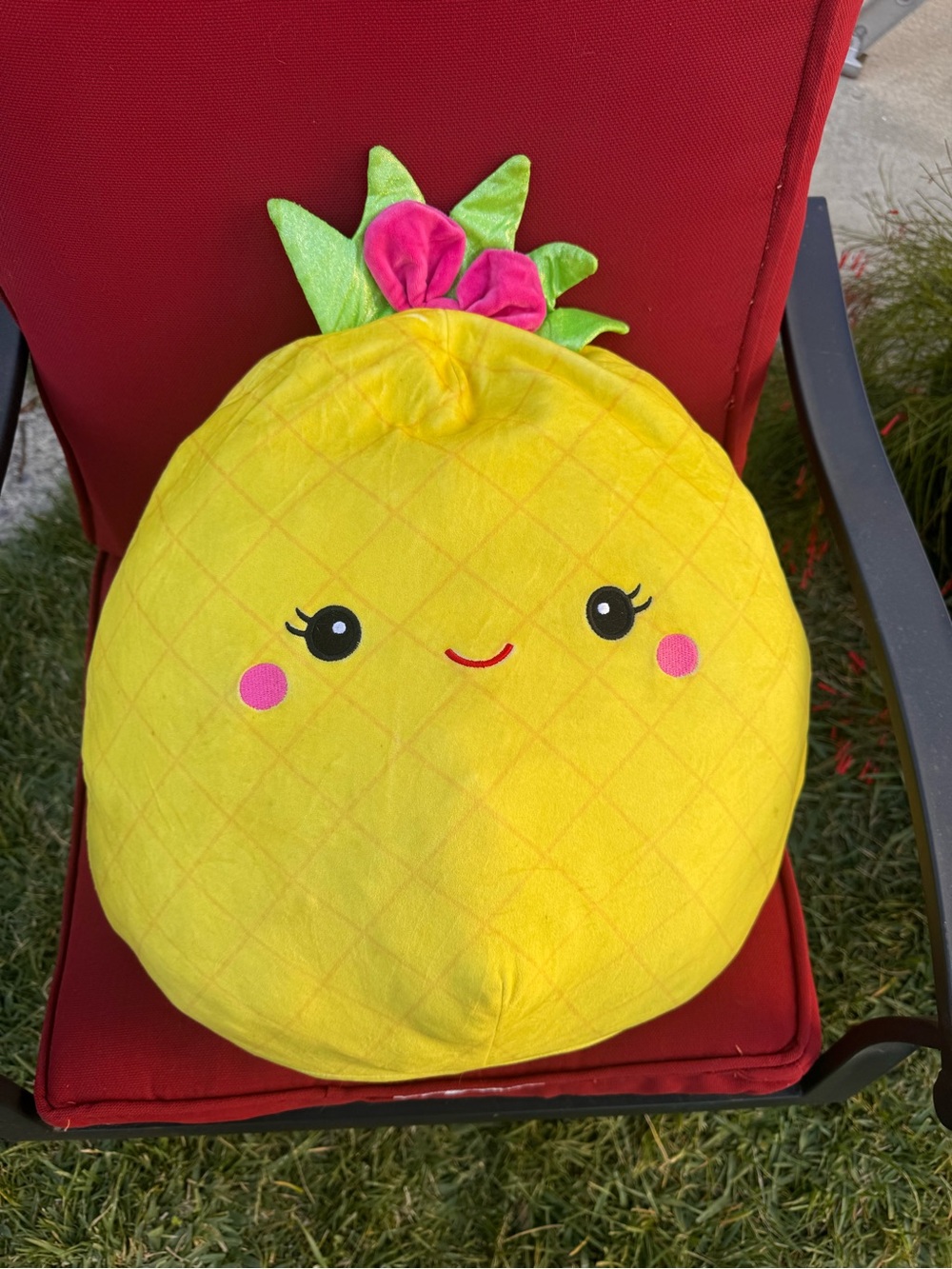 Squishmallows Yellow Pineapple Plush with Pink Logo Accent